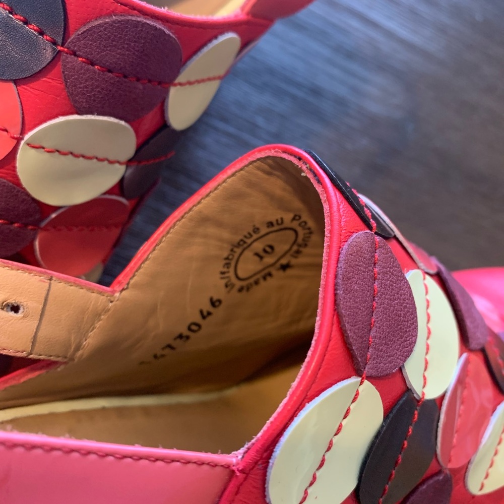 John Fluevog 10 Red Heels with Purple and Pink Details - Picture 3 of 12